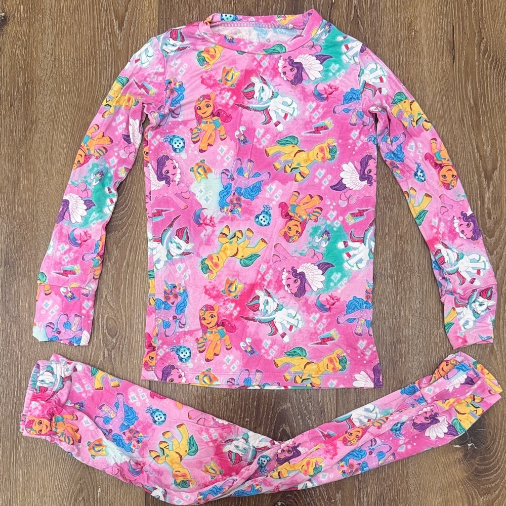 Pink and Orange Pajama Set with Playful Patterns